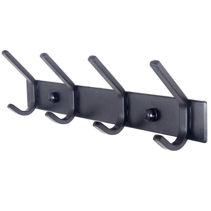 WEBI Coat Rack Wall Mounted,4 Coat Hooks for Hanging Coats,Heavy Duty Metal Hook Rack Hook Rail Coat Hanger Wall Mount for Clothes Entryway Jacket,C-CBG04,Black - Image 1